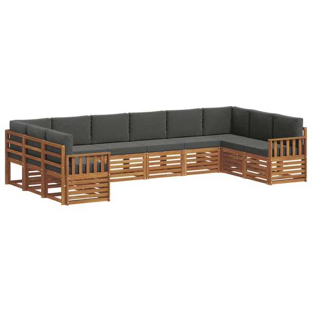 vidaXL Sofagarnituren 10 Tlg Natur und Anthrazit Massivholz Akazie 3375552