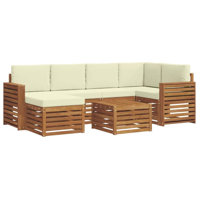 vidaXL Sofagarnituren 7 Tlg Natur und Creme Massivholz Akazie 3375135