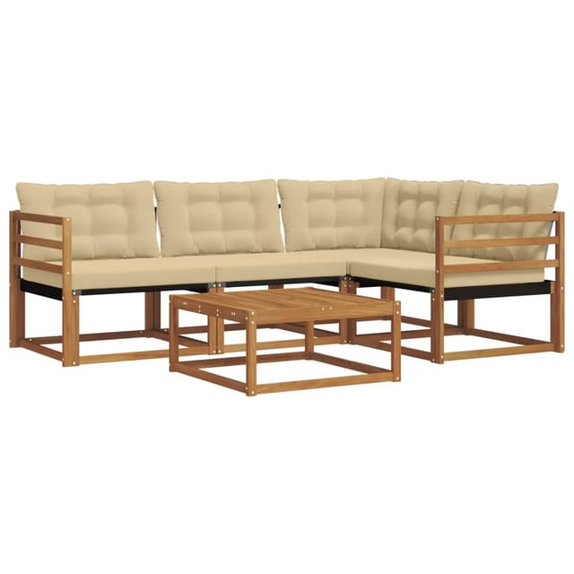 vidaXL Outdoor-Sofagarnitur mit Kissen 5-Tlg Natur und Beige 3369424