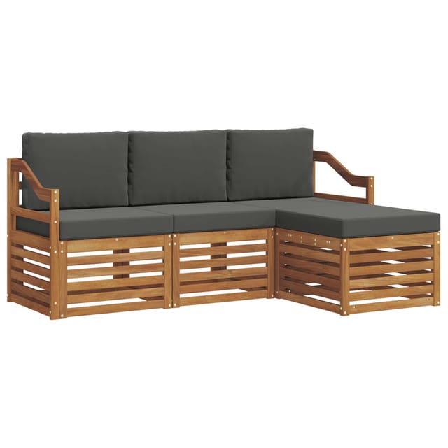 vidaXL Sofagarnituren 4 Tlg Natur und Anthrazit Massivholz Akazie 3374627