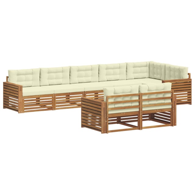 vidaXL Outdoor-Sofagarnitur mit Kissen 8-Tlg Natur und Creme 3373665