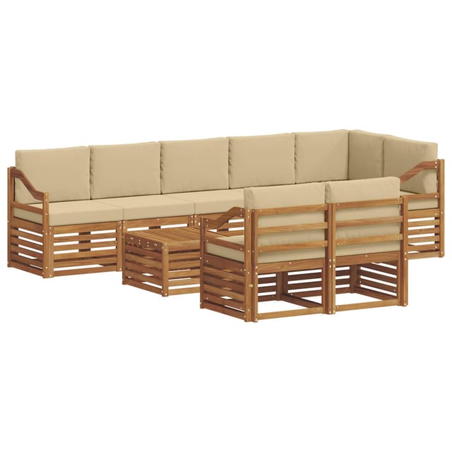 vidaXL Sofagarnituren 9 Tlg Natur und Beige Massivholz Akazie 3375068