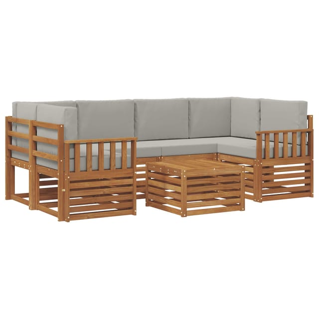 vidaXL Sofagarnituren 7 Tlg Natur und Hellgrau Massivholz Akazie 3374441