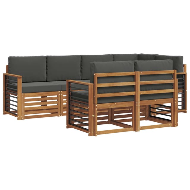 vidaXL Sofagarnituren 7 Tlg Natur und Anthrazit Massivholz Akazie 3374982