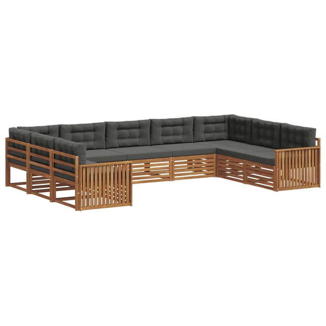 vidaXL Sofagarnituren 9 Tlg Natur und Anthrazit Massivholz Akazie 3374127