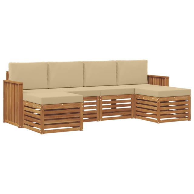 vidaXL Sofagarnituren 6 Tlg Natur und Beige Massivholz Akazie 3375248