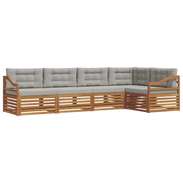 vidaXL Outdoor-Sofagarnitur mit Kissen 16-Tlg Natur und Hellgrau 3373476