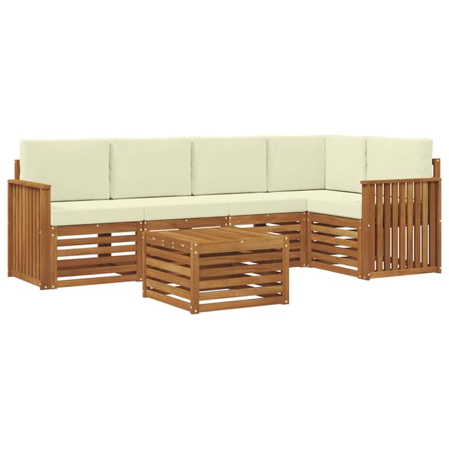 vidaXL Sofagarnituren 6 Tlg Natur und Creme Massivholz Akazie 3374845