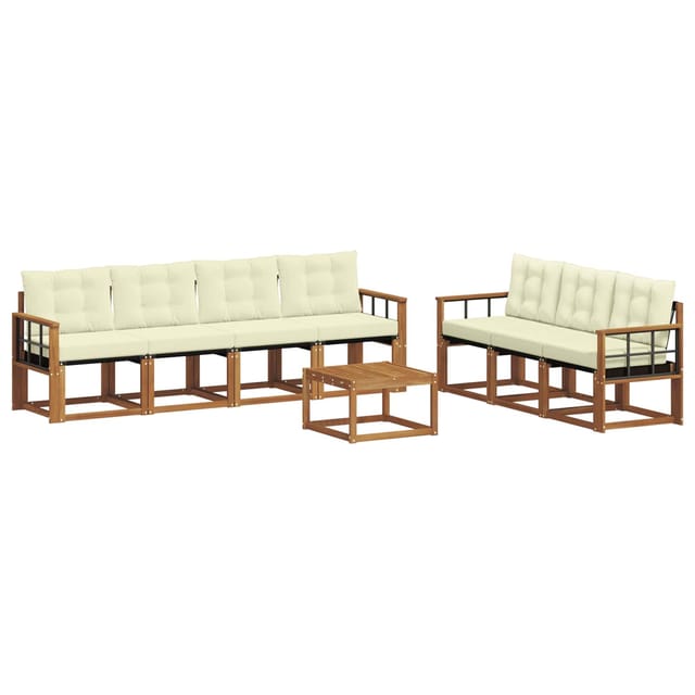 vidaXL Outdoor-Sofagarnitur mit Kissen 8-Tlg Natur und Creme 3368477