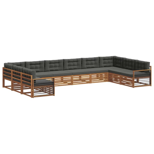 vidaXL Sofagarnituren 10 Tlg Natur und Anthrazit Massivholz Akazie 3374222