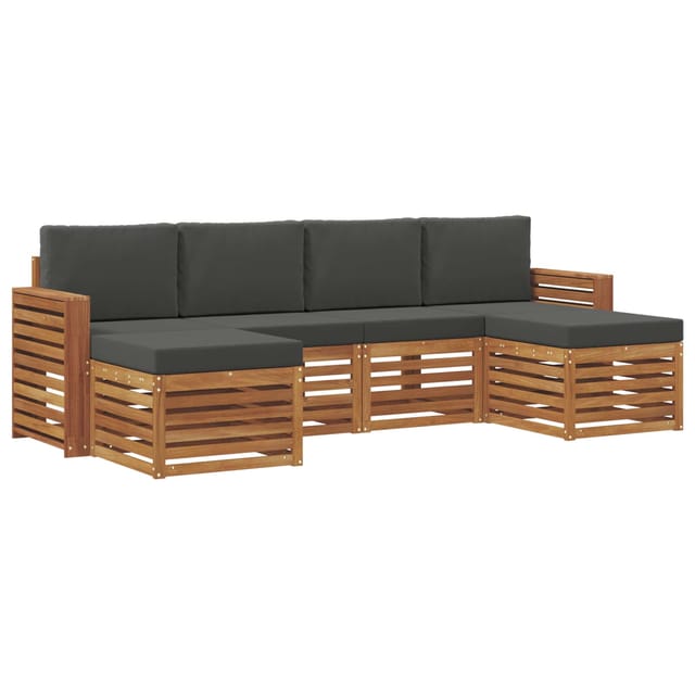 vidaXL Sofagarnituren 6 Tlg Natur und Anthrazit Massivholz Akazie 3375257
