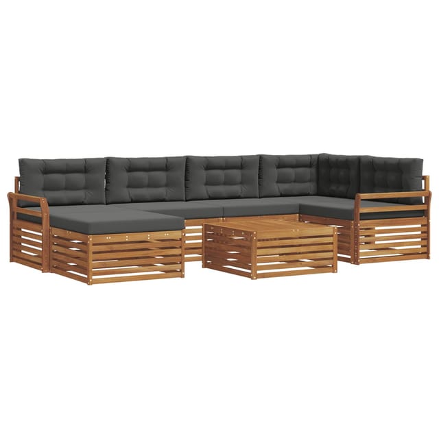 vidaXL Outdoor-Sofagarnitur mit Kissen 7-Tlg Natur und Anthrazit 3373782