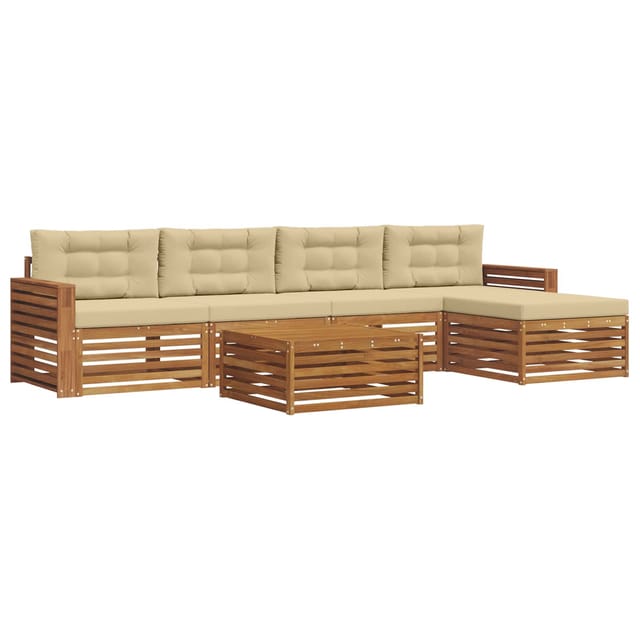 vidaXL Outdoor-Sofagarnitur mit Kissen 6-Tlg Natur und Beige 3373348