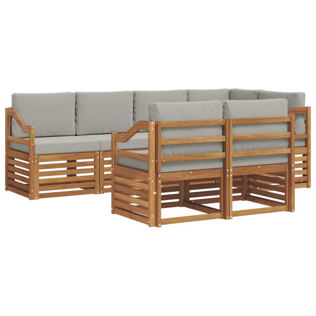 vidaXL Sofagarnituren 7 Tlg Natur und Hellgrau Massivholz Akazie 3374986