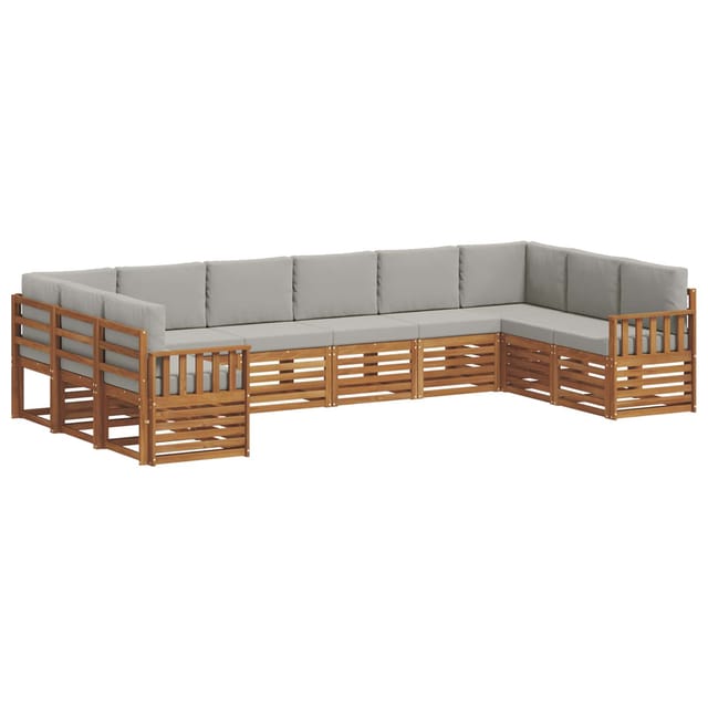 vidaXL Sofagarnituren 10 Tlg Natur und Hellgrau Massivholz Akazie 3375551