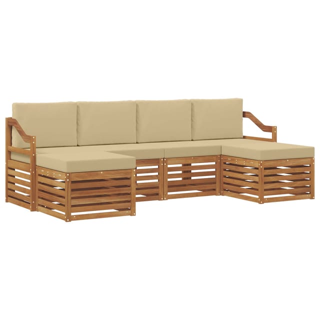 vidaXL Sofagarnituren 6 Tlg Natur und Beige Massivholz Akazie 3375268