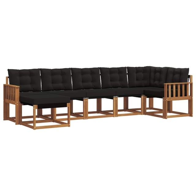 vidaXL Outdoor-Sofagarnitur mit Kissen 7-Tlg Natur und Schwarz 3368879