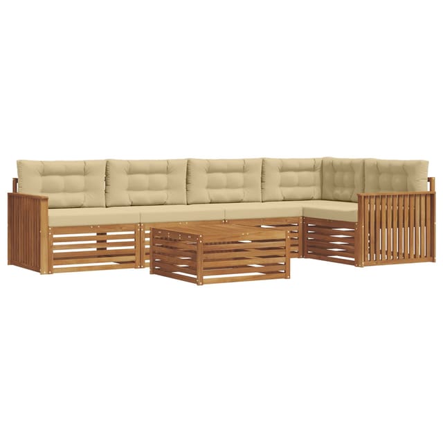 vidaXL Outdoor-Sofagarnitur mit Kissen 6-Tlg Natur und Beige 3373498