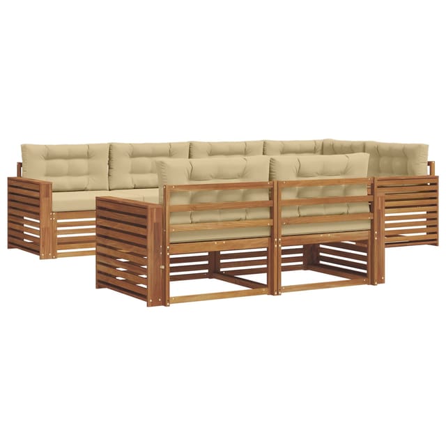 vidaXL Outdoor-Sofagarnitur mit Kissen 7-Tlg Natur und Beige 3373628