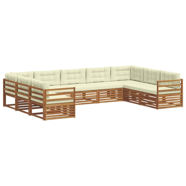 vidaXL Sofagarnituren 9 Tlg Natur und Creme Massivholz Akazie 3374110