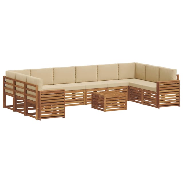 vidaXL Sofagarnituren 11 Tlg Natur und Beige Massivholz Akazie 3375608