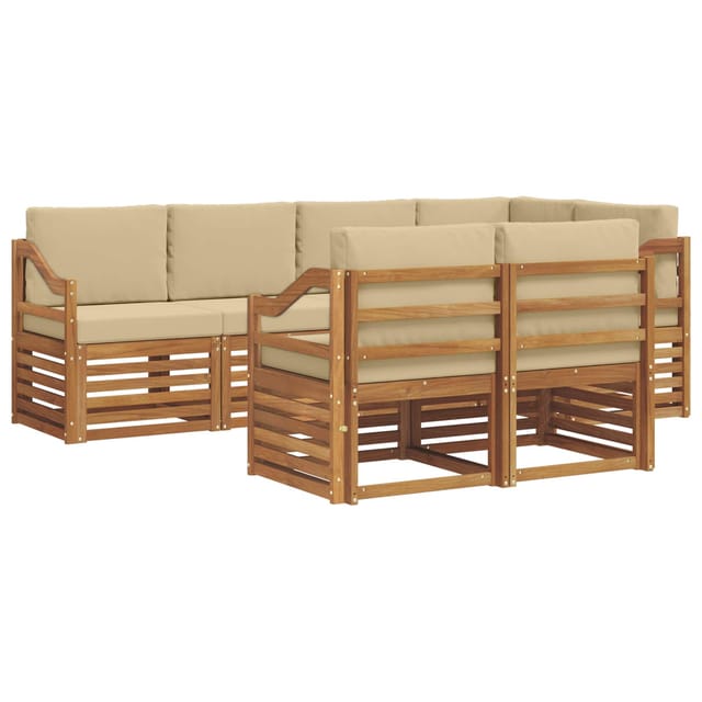 vidaXL Sofagarnituren 7 Tlg Natur und Beige Massivholz Akazie 3374988