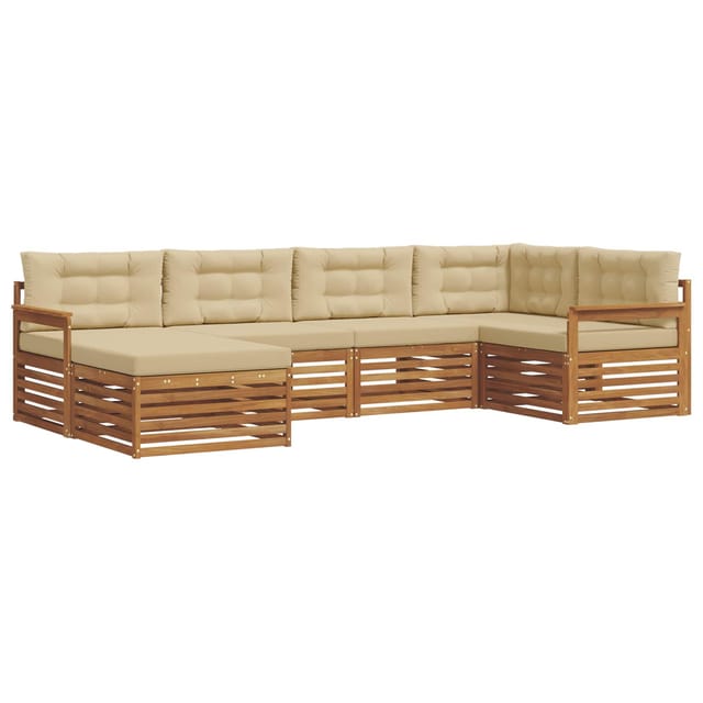 vidaXL Outdoor-Sofagarnitur mit Kissen 6-Tlg Natur und Beige 3373728