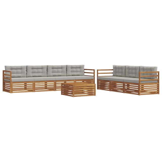 vidaXL Outdoor-Sofagarnitur mit Kissen 8-Tlg Natur und Hellgrau 3373121