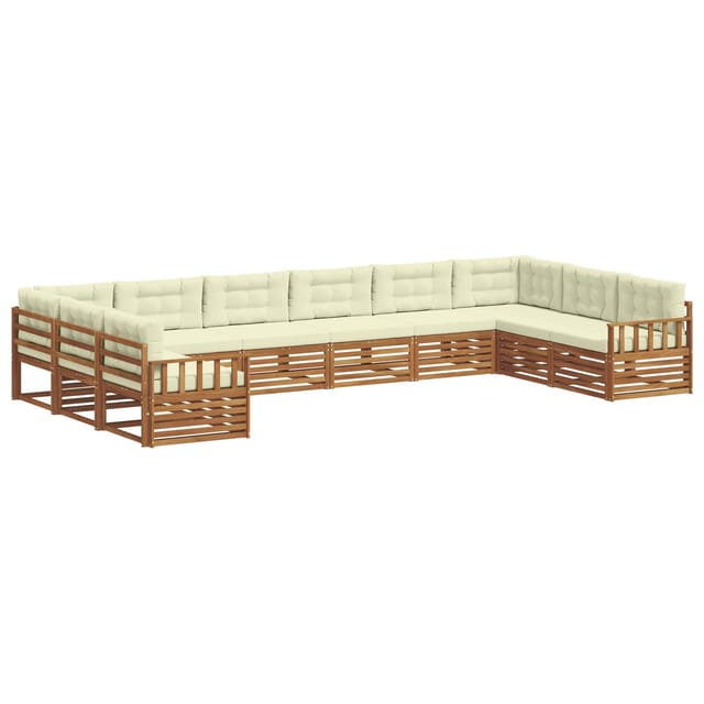 vidaXL Sofagarnituren 10 Tlg Natur und Creme Massivholz Akazie 3374200