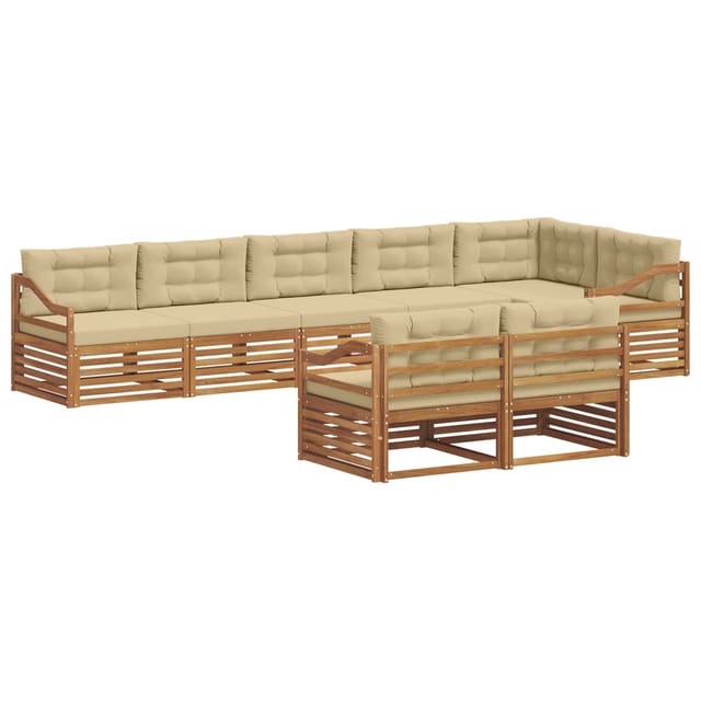 vidaXL Outdoor-Sofagarnitur mit Kissen 8-Tlg Natur und Beige 3373678