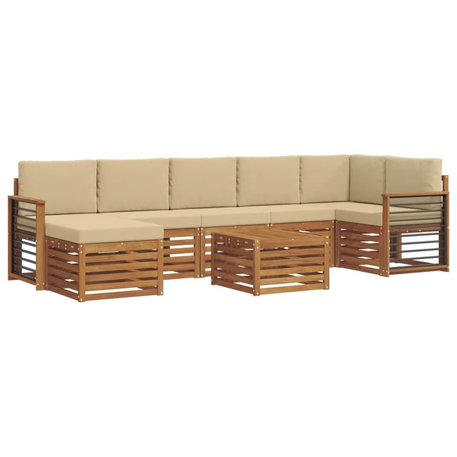 vidaXL Sofagarnituren 8 Tlg Natur und Beige Massivholz Akazie 3375223