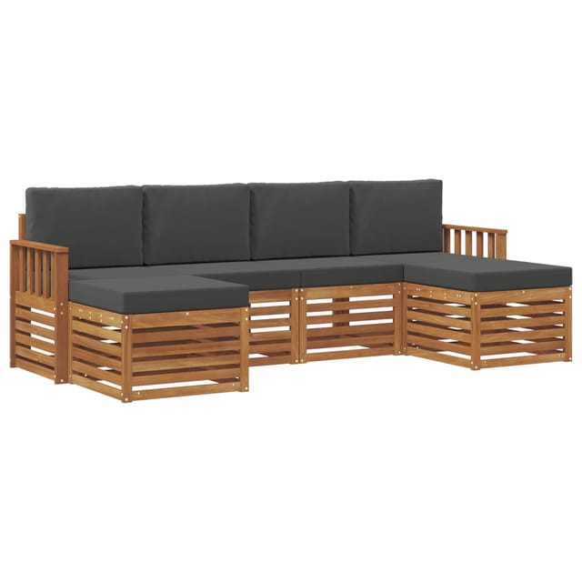 vidaXL Sofagarnituren 6 Tlg Natur und Anthrazit Massivholz Akazie 3375242