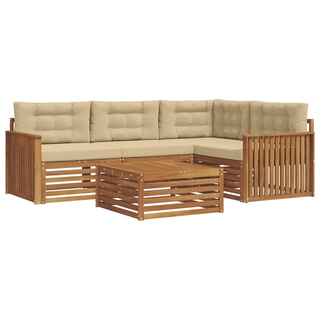 vidaXL Outdoor-Sofagarnitur mit Kissen 5-Tlg Natur und Beige 3373418