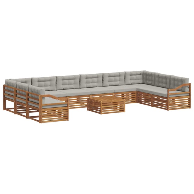 vidaXL Sofagarnituren 11 Tlg Natur und Hellgrau Massivholz Akazie 3374266