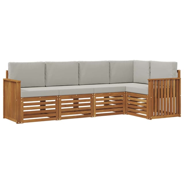 vidaXL Sofagarnituren 5 Tlg Natur und Hellgrau Massivholz Akazie 3374806