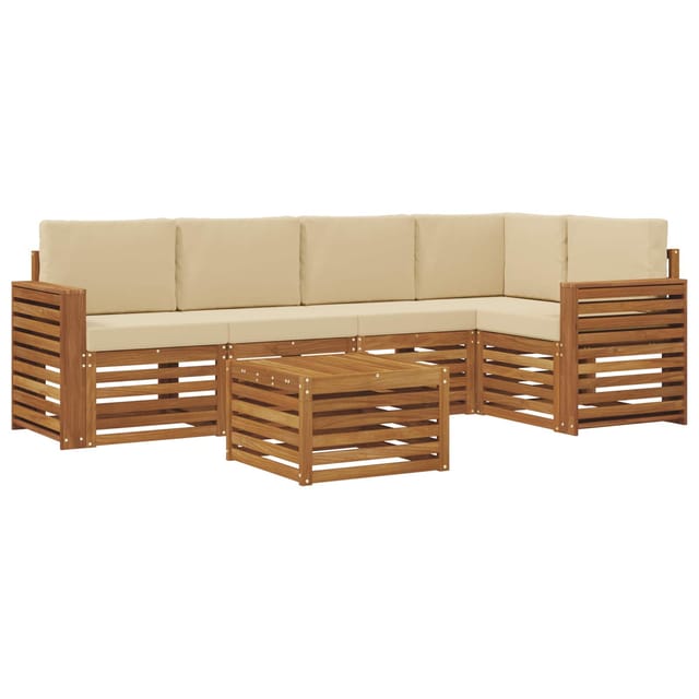 vidaXL Sofagarnituren 6 Tlg Natur und Beige Massivholz Akazie 3374858