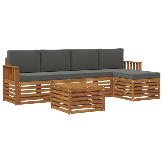 vidaXL Sofagarnituren 6 Tlg Natur und Anthrazit Massivholz Akazie 3374682