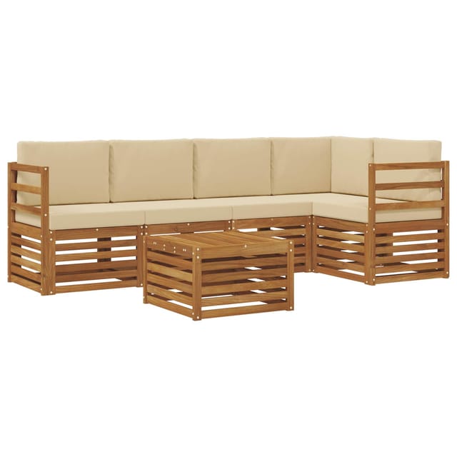 vidaXL Sofagarnituren 6 Tlg Natur und Beige Massivholz Akazie 3374833