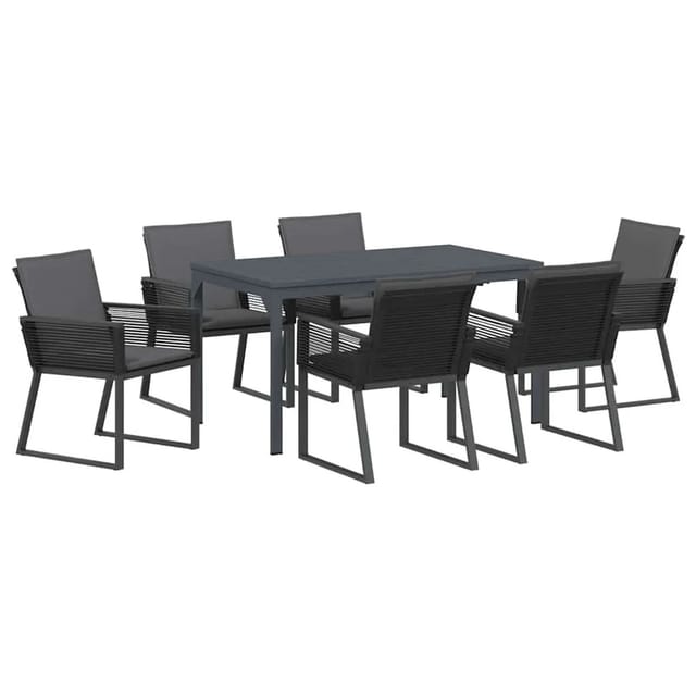 vidaXL Garten Essgruppe 7-Tlg Anthrazit Poly-Rattan 3378822