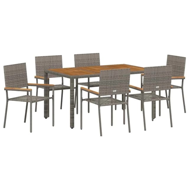 vidaXL Garten Essgruppe 7-Tlg Grau Poly-Rattan 3365409