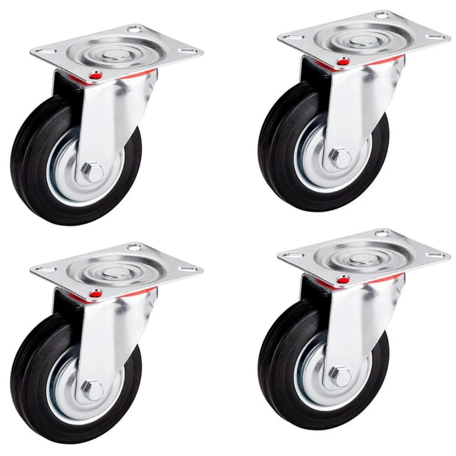 SOTECH 4er SET Transportrollen RED Ø160 mm 4x Lenkrollen Ohne Bremse Traglast Bis Max. 440 Kg