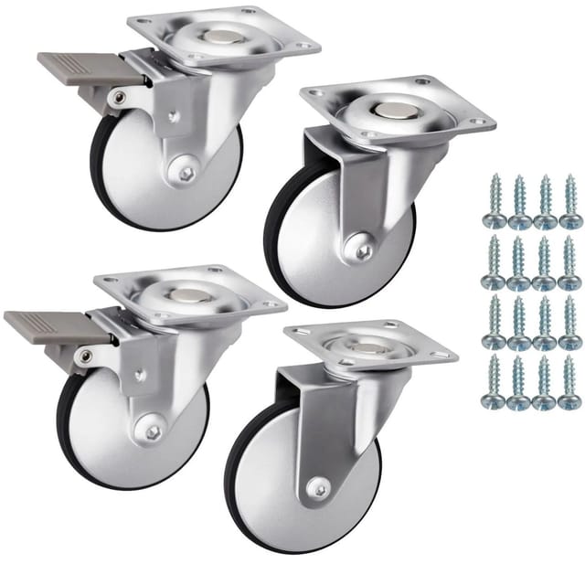 SOTECH SET Möbelrolle LINDAU Ø50 mm Silbergrau Schwarz inkl. Schraubenset