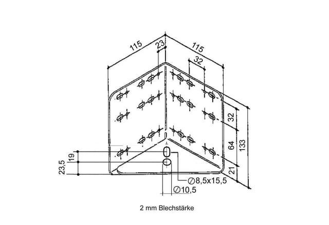 SOTECH Bettwinkel Silbergrau 115 x 115 x 133 mm