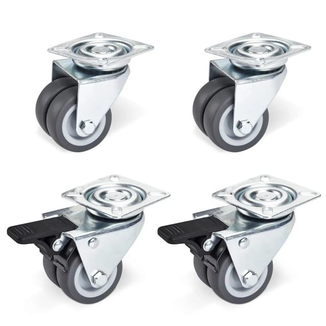 SOTECH 4er Set Doppel Lenkrolle Ø50 mm 2x Bremse und 2x Ohne Bremse