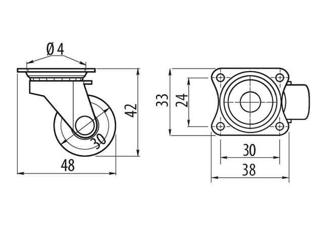 SOTECH Möbelrolle mit Rollen-Ø30 mm Tragkraft 12 Kg