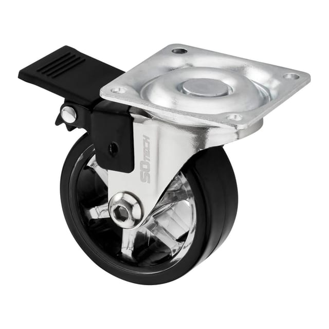 SOTECH Lenkrolle RAPID Ø50 mm Schwarz Belastbar Bis 35 Kg mit Bremse