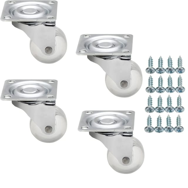 SOTECH 4 Stück Möbelrolle KIEL Ø35 mm Transparent Ohne Bremse inkl. Schraubenset