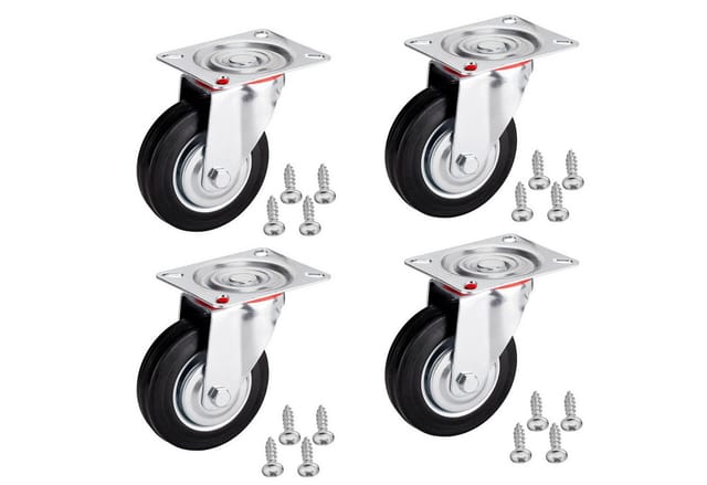 SOTECH 4er SET Transportrollen RED Ø75 mm 4x Lenkrollen Ohne Bremse Traglast Bis Max. 280 Kg