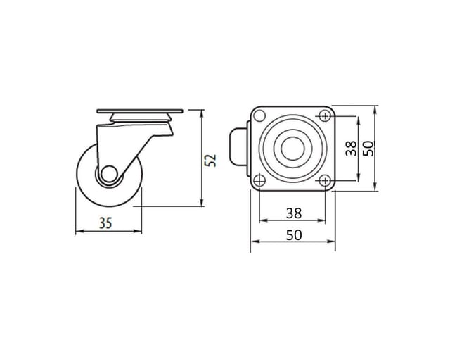 SOTECH Möbelrolle Ø35 mm Transparent Ohne Bremse