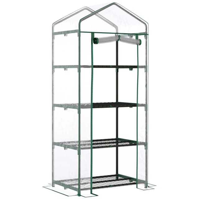 Furnicato Folien-gewächshaus Treibhaus Mini-gewächshaus Pflanzenhaus Frühbeet 4 Regalfächer 70 X 50 X 160 Cm Transparent